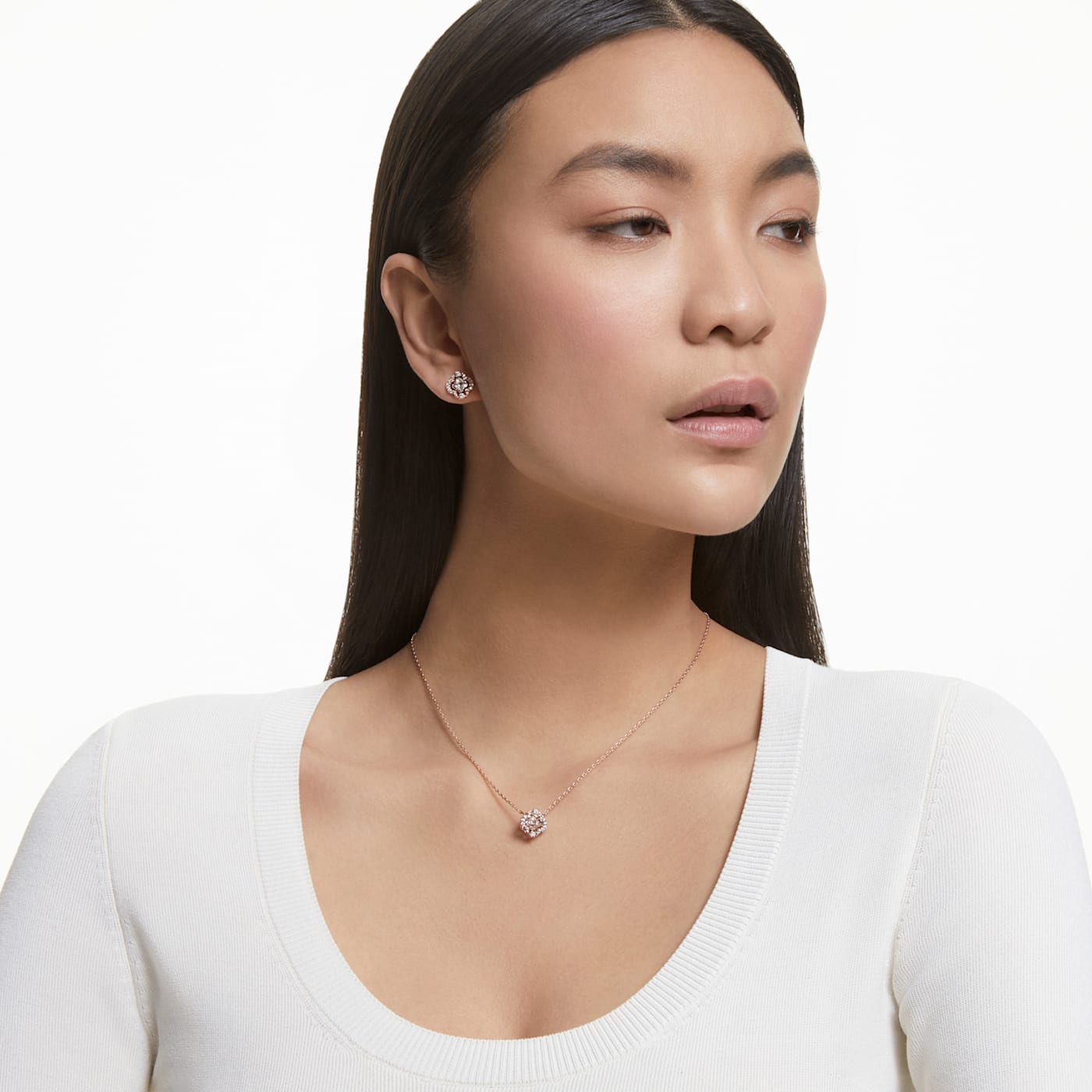 Swarovski Sparkling Dance set White, Rose gold-tone plated