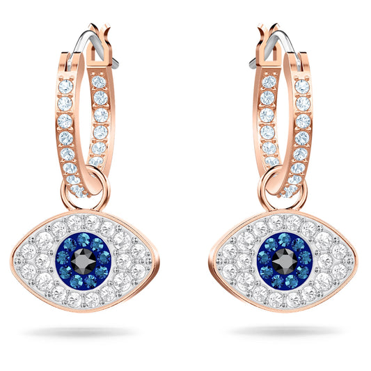 Swarovski earrings Evil eye, Blue, Rose gold-tone plated 5425857