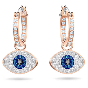 Swarovski earrings Evil eye, Blue, Rose gold-tone plated 5425857