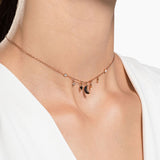 Swarovski Symbolic necklace Moon and star, Black, Rose gold-tone plated