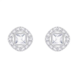 Angelic Square Earrings White, Rhodium Plated 5368146