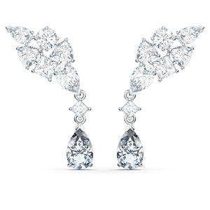 Tennis Deluxe earrings Mixed crystals cut, Gray, Rhodium plated 5562086