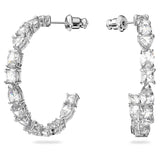 Tennis Deluxe hoop earrings Mixed cuts, White, Rhodium plated 5562128