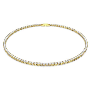 Tennis Deluxe necklace Round cut, White, Gold-tone plated