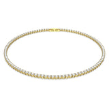 Tennis Deluxe necklace Round cut, White, Gold-tone plated