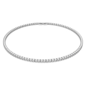 Tennis Deluxe necklace Round cut, White, Rhodium plated