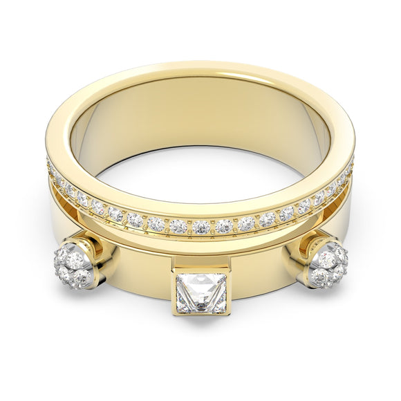 Thrilling ring White, Gold-tone plated