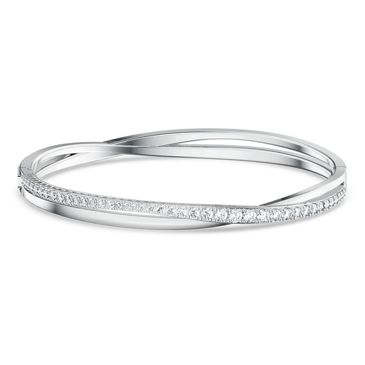 Twist bangle White, Rhodium plated