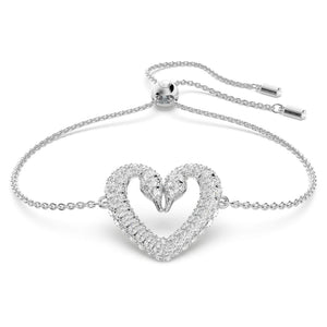 Una Bracelet, Heart, Small, White, Rhodium Plated 5625534