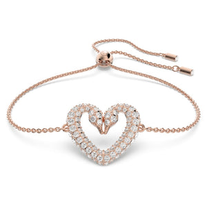 Una Bracelet, Heart, Small, White, Rose-gold Tone Plated 5628658