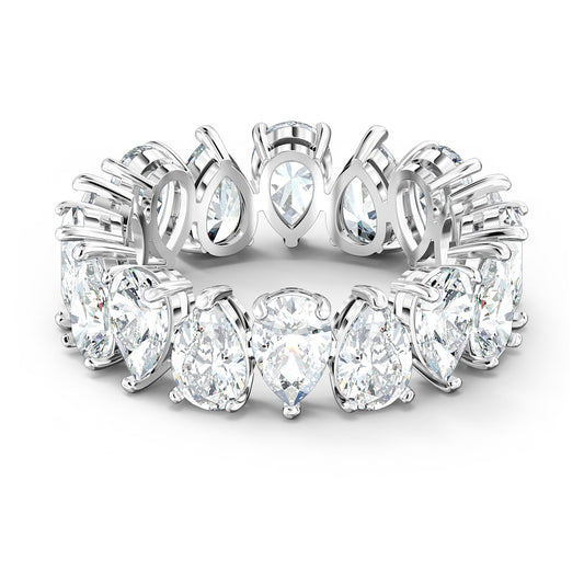 Vittore ring Pear cut, White, Rhodium plated