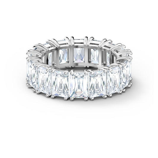 Vittore ring Rectangular cut, White, Rhodium plated
