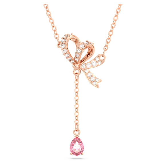 Volta Y pendant Bow, Pink, Rose gold-tone plated 5647569